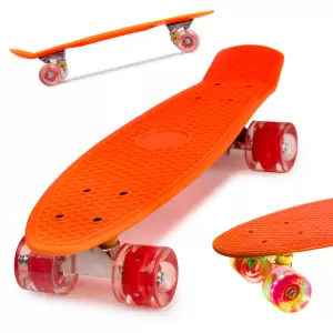 Skateboard Penny Board pentru copii cu roti din cauciuc, iluminate LED, culoare - 