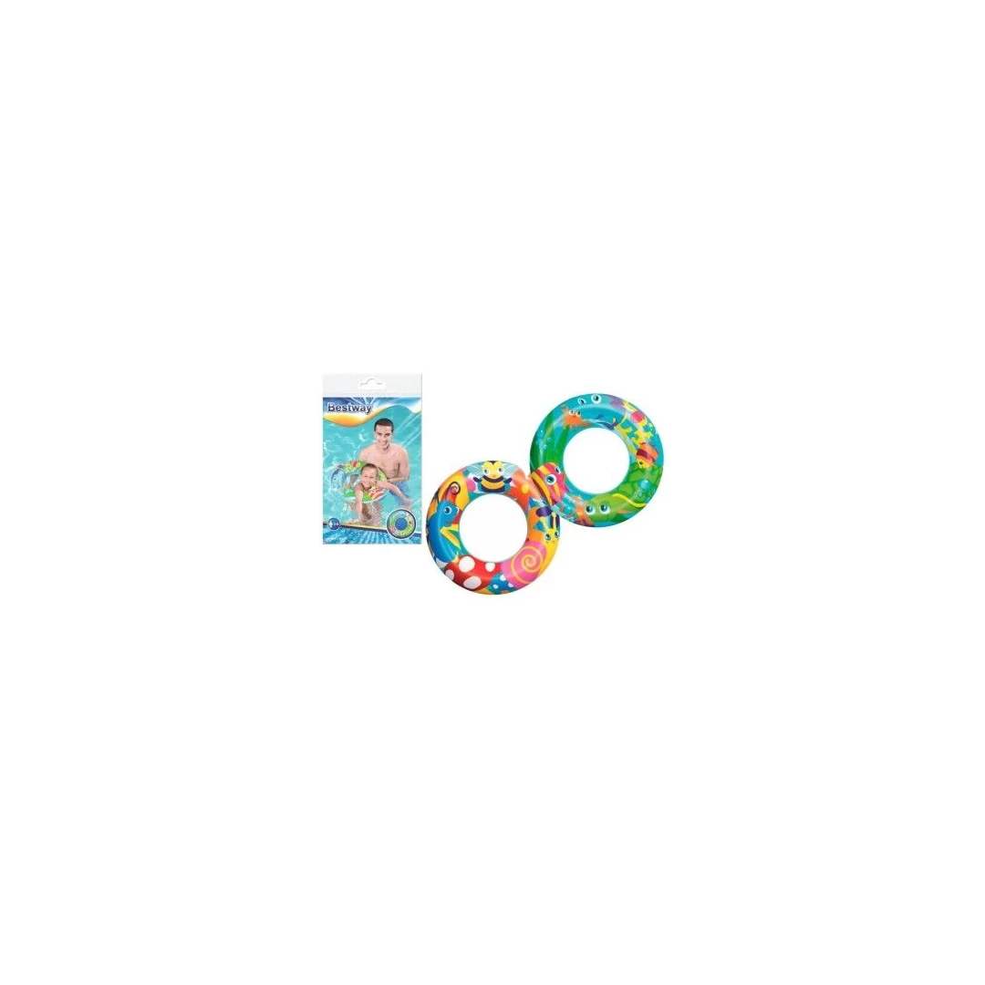 Colac gonflabil pentru inot, cu desene pentru copii 3-6 ani, Bestway 36013, 56 cm, multicolor - 