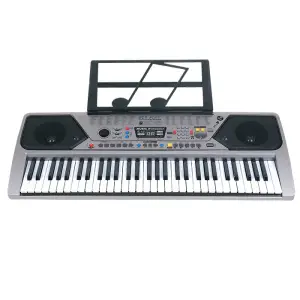 Orga electronica IdeallStore®, Schone Klange, intrare USB, mini-microfon, suport partitura inclus, argintiu - 