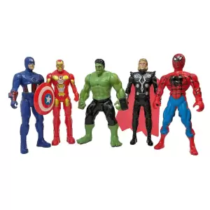 Set 5 Figurine Justice Hero cu Lumina Led, Captain America, Iron Man, Hulk, Thor, Spiderman, 15 mc, Multicolore. - 