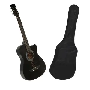 Chitara clasica din lemn IdeallStore®, True Melody, 95 cm, neagra, husa nylon inclusa - 
