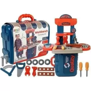 Set banc de lucru pentru copii, atelier cu unelte portabil in valiza, LeanToys, 6875 - 