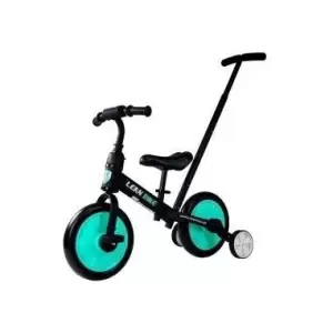 Bicicleta 3 in 1, cu pedale si roti ajutatoare pentru copii, negru-turcoaz, LeanToys, 7679 - 