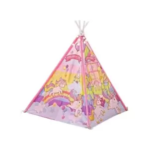 Cort indian de joaca pentru fetite, roz cu unicorni, 10514 - 