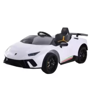 Masinuta electrica pentru copii, Lamborghini Huracan Alb, cu telecomanda, 2 motoare, greutate maxima 30 kg, 6571 - 