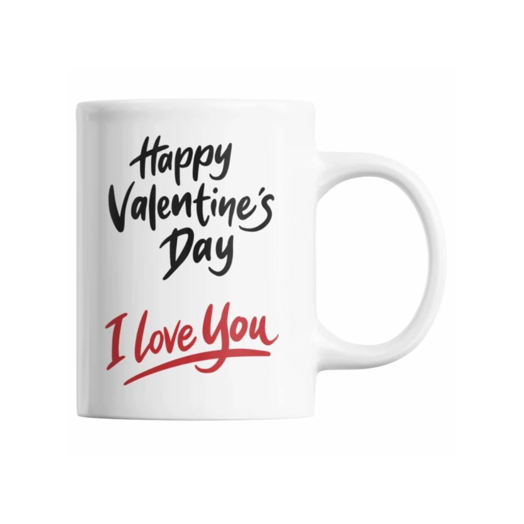 Cana pentru ziua indragostitilor si Dragobete, Priti Global, imprimata cu mesajul "Happy Valentine's Day, I love you", 300 ml - 