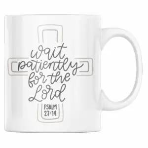 Cana pentru cafea Priti Global, cu text crestin din biblie, "Asteapta cu rabdare pe Domnul", Psalmi 27:14, 300 ml - 