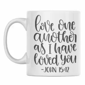 Cana pentru prieten, cadou original pentru aniversare cu mesaj de dragoste, Priti Global, "Iubiti-va unii pe altii, cum v-am iubit Eu", Ioan 15:12, 300 ml - 