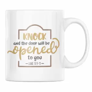 Cana cafea, imprimata cu text crestin, Priti Global, "Bate, si usa se va deschide pentru tine", Luca 11:9-11, 300 ml - 