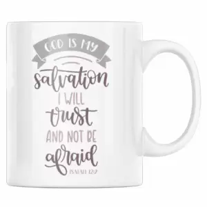 Cana cafea cu mesaj crestin, Priti Global, "Dumnezeu este izbavirea mea, voi fi plin de incredere si nu ma voi teme de nimic", Isaia 12:2, 300 ml - 