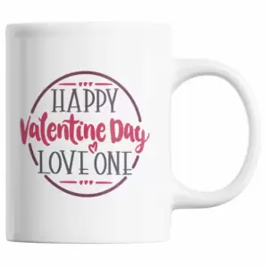 Cana cafea de ziua indragostitilor, cadou inedit, Priti Global, imprimata cu mesajul de dragoste "Valentine's Day fericit, dragostea mea", 300 ml - 