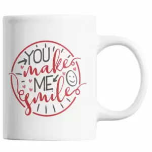 Cana cafea pentru Valentine's Day, Priti Global, cu mesaj de dragoste pentru indragostiti, "Tu ma faci sa zambesc", 300 ml - 
