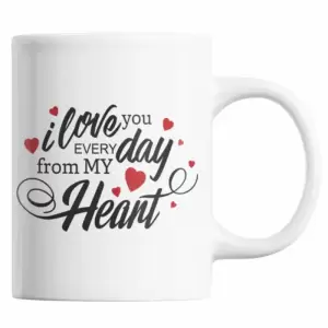 Cana cadou Valentine's Day, Priti Global, imprimata cu mesajul de dragoste "Te iubesc din inima in fiecare zi", 300 ml - 