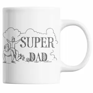 Cana pentru cel mai bun tatic, imprimata cu mesajul SUPER DAD, Priti Global, parinte multifunctional alaturi de copil, 300 ml - 