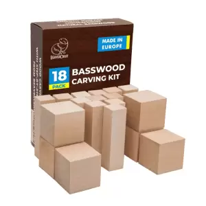 Set de blocuri din lemn pentru sculptura BeaverCraft BW18, 18 piese - 
