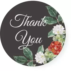 Set 100 etichete rotunde autoadezive, Priti Global, Thank you, florale, 3x3 cm - 