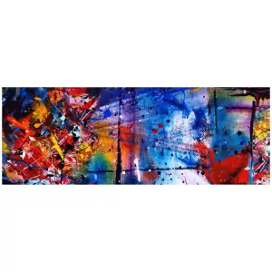 Tapet autoadeziv Premium, Priti Global, Textura canvas, Pictura abstracta multicolora, 200x70 cm - 