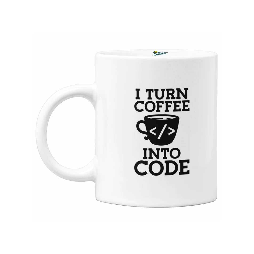 Cana amuzanta programatori, Priti Global, I turn coffee into code, 330 ml - 