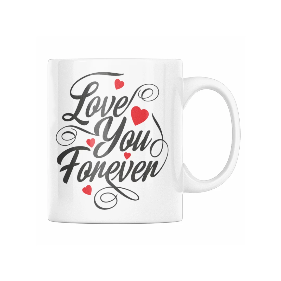 Cana personalizata cadou pentru iubit de ziua indragostitilor cu mesaj de dragoste Love you forever, Priti Global, 330 ml - 