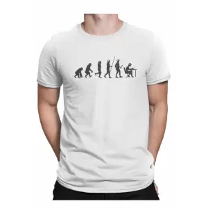 Tricou personalizat pentru baieti cu evolutia omului, de la un om preistoric, la un om cult, Priti Global, Alb, XL - Tricou personalizat pentru baieti cu evolutia omului, de la un om preistoric, la un om cult, Priti Global, Alb, XL