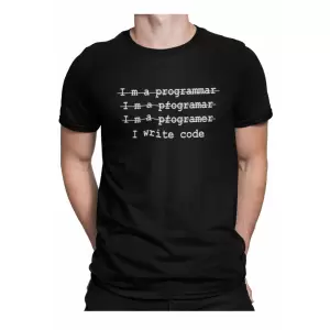 Tricou personalizat pentru baieti imprimat cu textul - Nu sunt programator, doar scriu cod!, Priti Global, Negru, L - Tricou personalizat pentru baieti imprimat cu textul - Nu sunt programator, doar scriu cod!, Priti Global, Negru, L