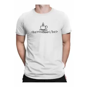 Tricou personalizat pentru baieti - programatori, cu textul Cafea scris in HTML, Priti Global, Alb, 2XL - Tricou personalizat pentru baieti - programatori, cu textul Cafea scris in HTML, Priti Global, Alb, 2XL