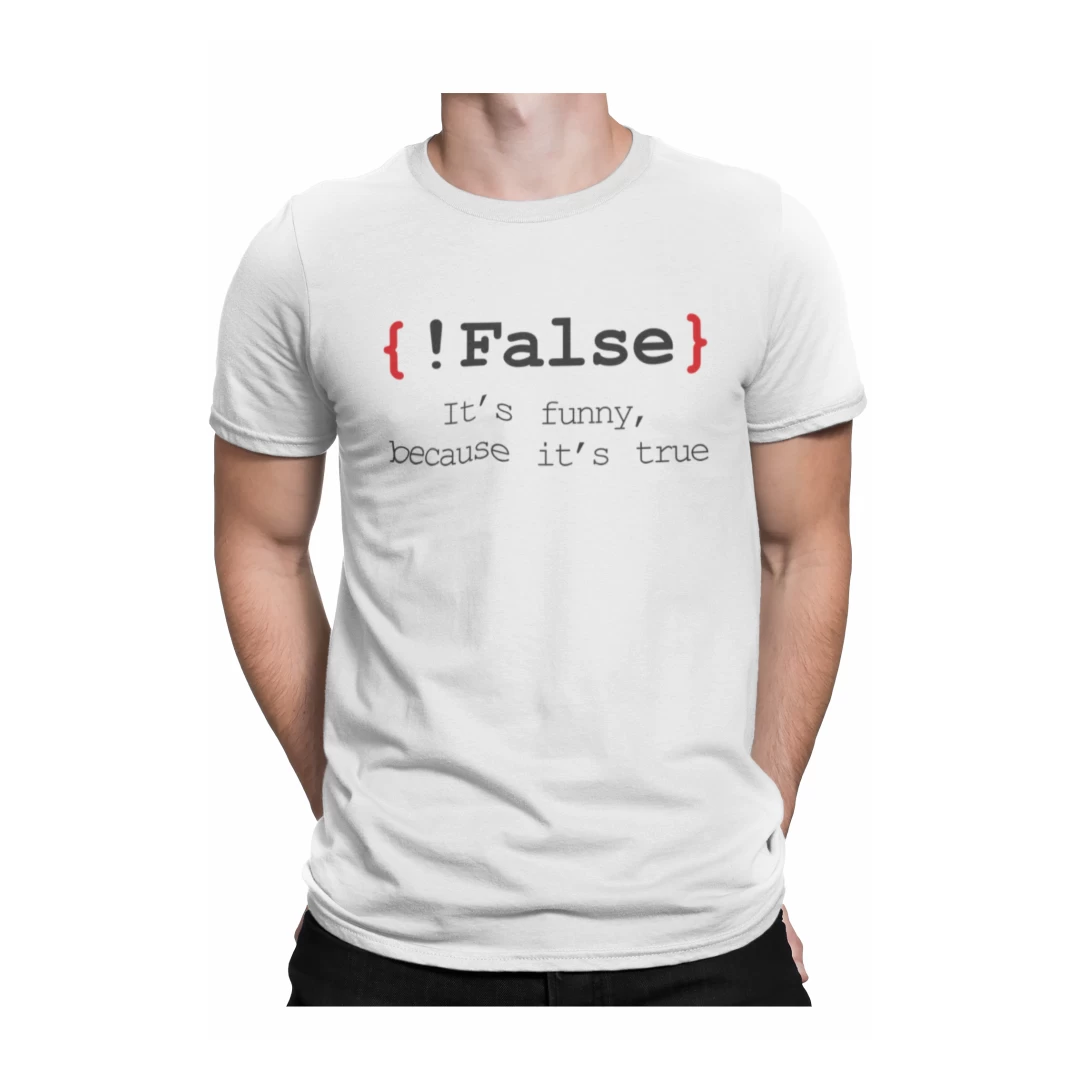Tricou personalizat pentru el cu textul "Fals. E amuzant pentru ca este adevarat", L, Alb - Tricou personalizat pentru el cu textul "Fals. E amuzant pentru ca este adevarat", L, Alb