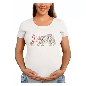 Tricou personalizat pentru gravide, Priti Global, cu mama si puiul, Mama bear and baby, Alb, M - Tricou personalizat pentru gravide, Priti Global, cu mama si puiul, Mama bear and baby, Alb, M