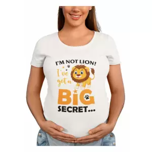 Tricou pentru gravide, Priti Global, viitoare mame de baiati, I'm not lion, I've got a big secret, Alb, 2XL - Tricou pentru gravide, Priti Global, viitoare mame de baiati, I'm not lion, I've got a big secret, Alb, 2XL