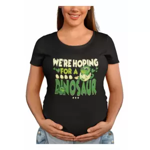 Tricou femei, Priti Global, pentru gravide, Hoping for a dinosaur, Negru, L - Tricou femei, Priti Global, pentru gravide, Hoping for a dinosaur, Negru, L