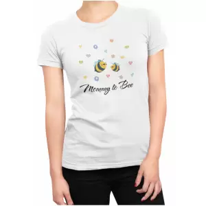 Tricou pentru o viitoare mamica, Priti Global, Mommy to bee, cu albinute, Alb, L - Avem pentru tine tricou alb personalizat pentru mamica. Produse de calitate la preturi avantajoase.