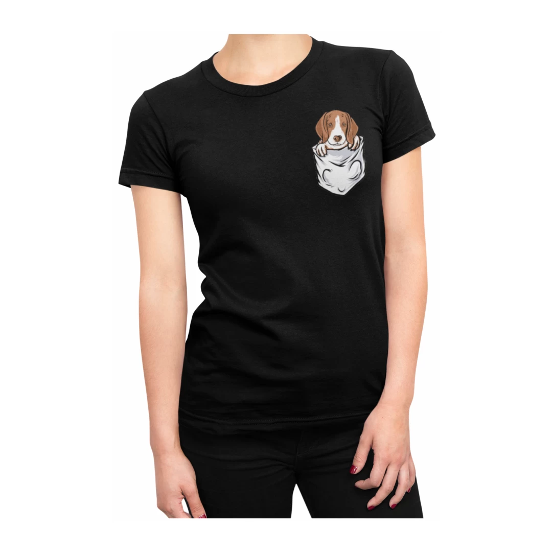 Tricou pentru femei, Priti Global, cu print buzunar, Beagle, pentru iubitorii de caini, Negru, XS - Tricou pentru femei, Priti Global, cu print buzunar, Beagle, pentru iubitorii de caini, Negru, XS