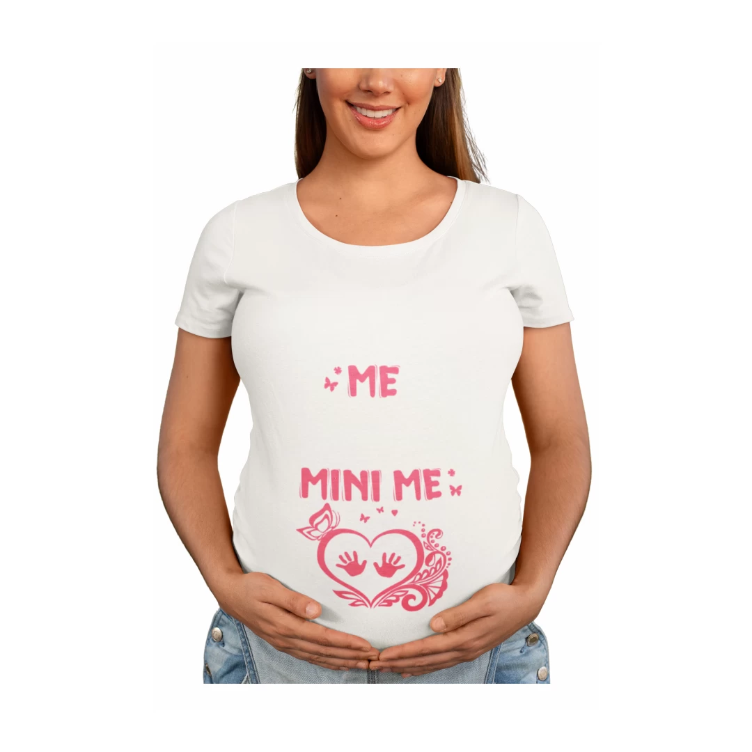 Tricou femei, Priti Global, personalizat pentru gravide, Me, mini me, Alb, L - Tricou femei, Priti Global, personalizat pentru gravide, Me, mini me, Alb, L