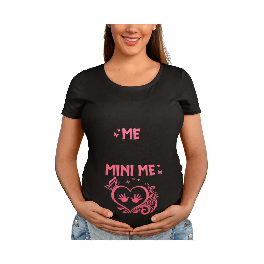 Tricou femei, Priti Global, personalizat pentru gravide, Me, mini me, Negru, 2XL - Tricou femei, Priti Global, personalizat pentru gravide, Me, mini me, Negru, 2XL