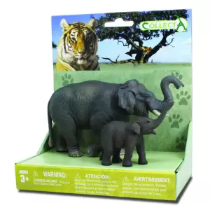 Set 2 Figurine Elefant Asiatic cu pui Collecta - 