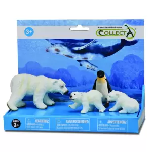 Set 4 figurine pictate manual Ursi polari si pinguin - 