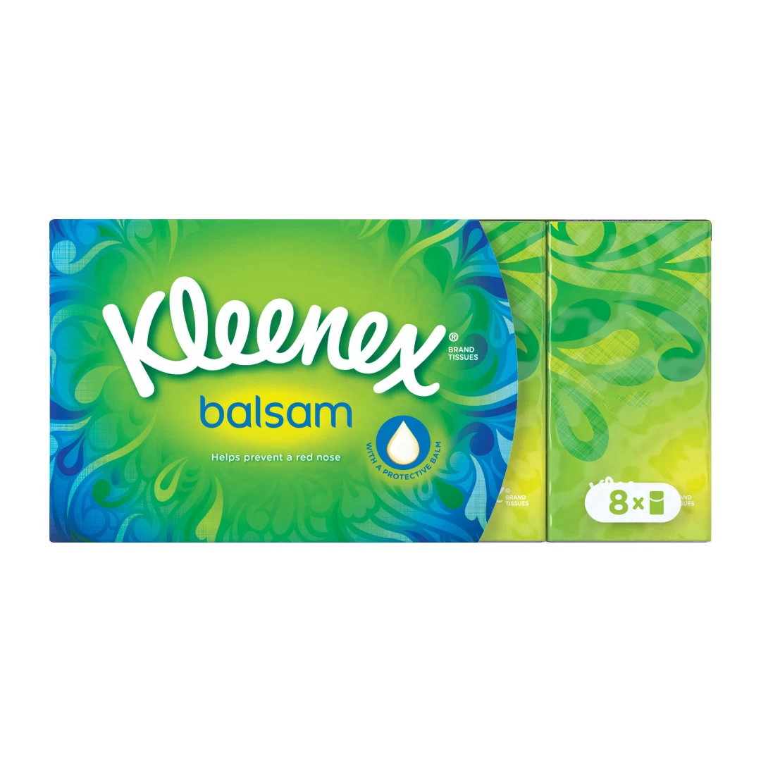 Batiste igienice uscate Kleenex Balsam, 8 pachete cu 9 batiste - 