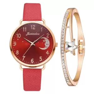 Set cadou cu ceas de dama Fulaida rosu XR4379 si bratara eleganta - Set cadou cu ceas de dama Fulaida rosu XR4379 si bratara eleganta