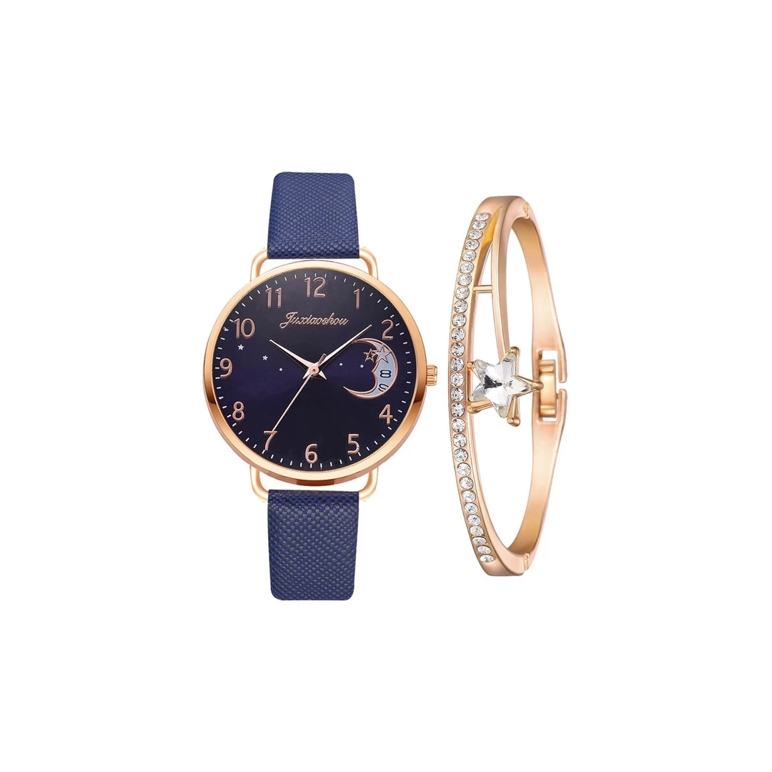 Set cadou cu ceas de dama Fulaida albastru XR4379 si bratara eleganta - Set cadou cu ceas de dama Fulaida albastru XR4379 si bratara eleganta