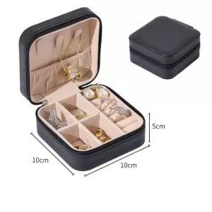 Organizator de bijuterii călătorie negru cu fermoar 10x10x5 cm - Organizator de bijuterii călătorie negru cu fermoar 10x10x5 cm