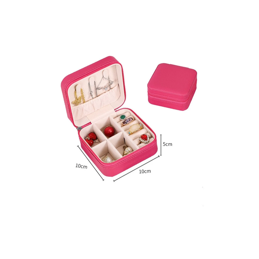 Organizator de bijuterii călătorie roz cu fermoar 10x10x5 cm - Organizator de bijuterii călătorie roz cu fermoar 10x10x5 cm
