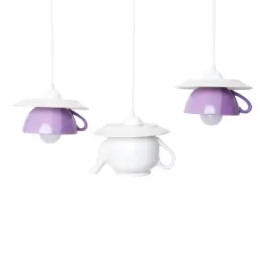 Lustra "Tea time" crazy teapot white & purple, ceainic + cesti - 