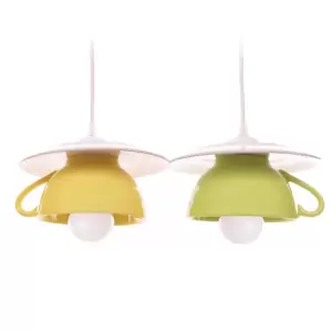 Lustra "Afternoon tea" light green & yellow twins - 