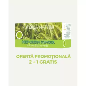 Promoţie: 2+1 GRATIS ! Deep Green Powder - Pulbere din Orz verde - 