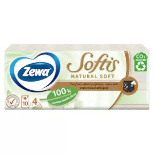 Batiste nazale Zewa Softis Natural Soft, 4 straturi, 10 pachete - 