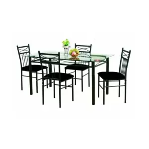 Set masa Korfu cu 4 scaune, blat sticla,110x70x76 cm, UnicSpot - 