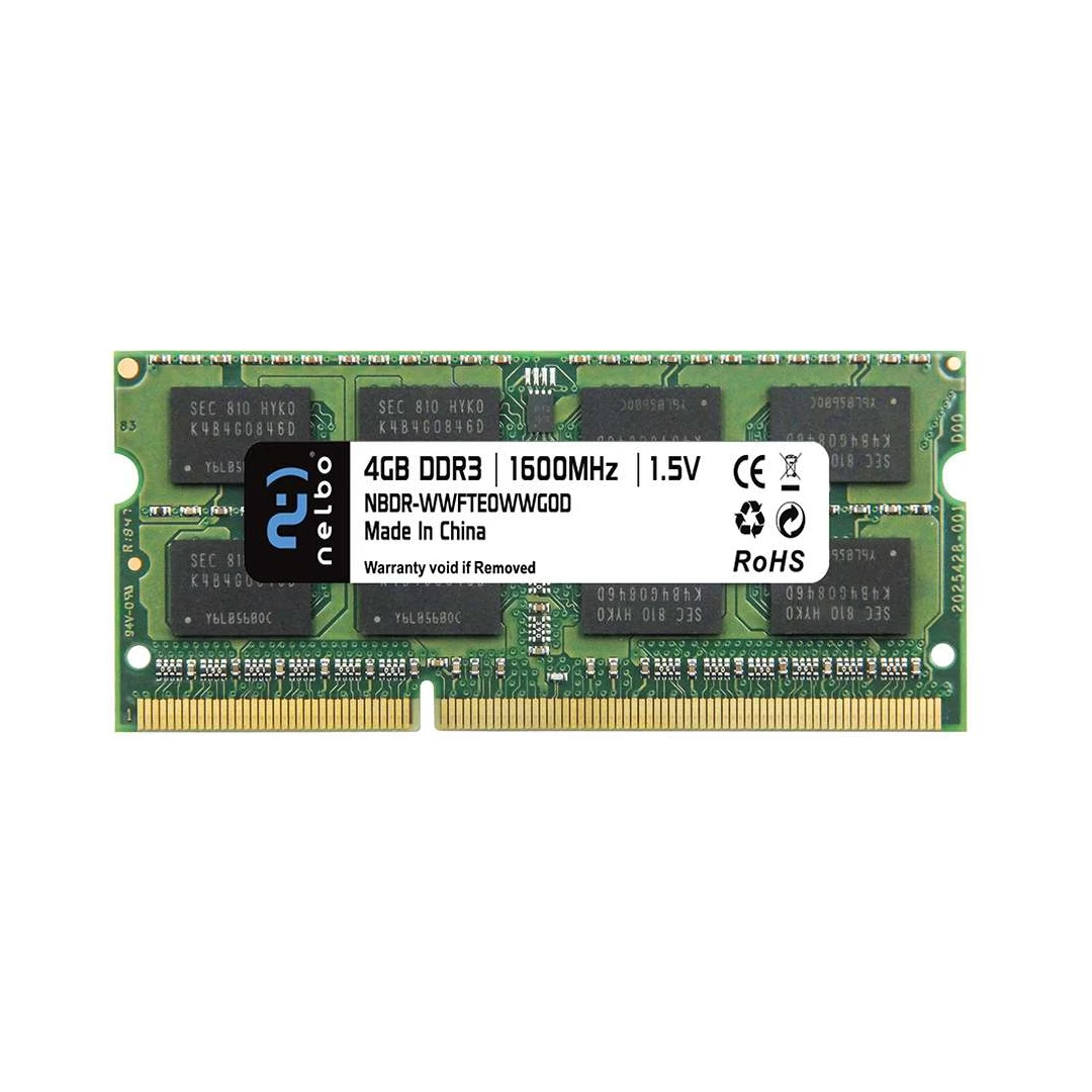 Memorie RAM 4 GB sodimm ddr3, 1600 Mhz, Nelbo original, pentru laptop - Avem pentru tine memorii RAM simple si cu RGB pentru calculator cu performante mari, foarte utile in gaming si aplicatii solicitante.