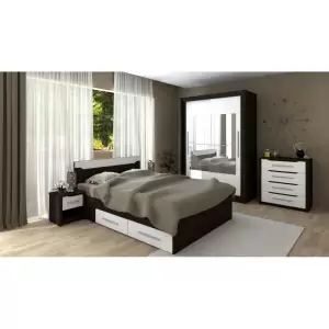 Dormitor Gabriel Wenge + Alb - Avem pentru tine mobilier dormitor, cu 4 usi, pat 144x85x205cm, dulap 150x212x62cm, culoare mesteacan. Mobila de calitate la preturi avantajoase
