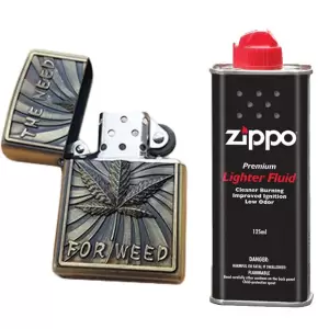 Bricheta tip zippo, 3D relief, metalica, the need for weed, lichid zippo 125 ml - 