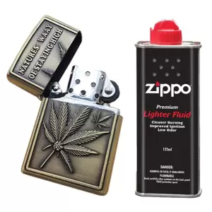 Bricheta tip zippo, 3D relief, metalica, stay high, lichid zippo 125 ml - 
